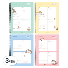 PINKFOOT 3000 喵喵 小學錯題本 4件組, 藍色, 粉紅色, 薄荷綠, 黃色, 3套