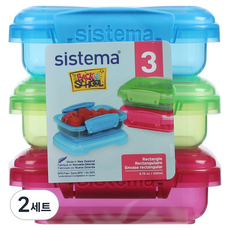 Sistema 직사각 칼라 밀폐용기 3종 세트, 2세트, 200ml(3P)