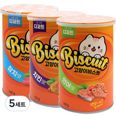 너를위한디저트 고양이 비스켓 간식 캣닢, 혼합맛(참치/치킨/연어), 300g, 5세트