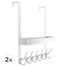 문걸이 도어행거 무타공 선반 벽걸이 12구 도어훅, 2개, 화이트