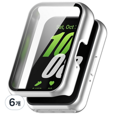 루아러블 갤럭시 핏3 액정보호 강화유리 필름 풀커버 케이스, 실버, 6개