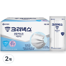 크리넥스 비말차단 건강 마스크 대형 KFAD, 30개입, 2개, 화이트