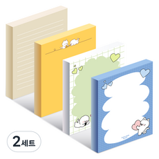 Withna 雪狗&貓咪便條紙 4款組合 82-0044, 綠色 + 藍色 + 棕色 + 黃色, 2套