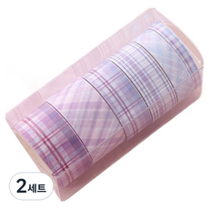 Happy J 手帳裝飾 牆面裝飾 粉彩格紋紙膠帶 6件組, 2套, 紫色