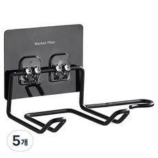 마켓플랜 코드 스텐 무타공 드라이기 거치대, 블랙, 5개