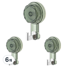 한봄누리 흡착식 욕실 다용도 벽걸이, 투명 그린, 6개