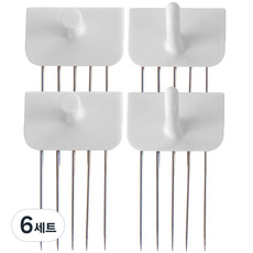 Lemonart 꼭꼬핀 壁紙釘 一字型 2p + U字型 2p 套組, 白色, 6套