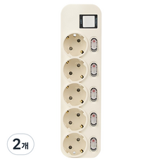 Turnon 防過載高容量牛奶色5孔延長線, 1.5m, 2個, 奶茶