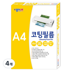 종이나라 코팅필름 80mic 100p, 4개, A4