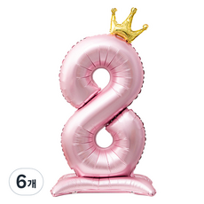 inbloom 大型皇冠數字站立派對氣球 8, 6個, 粉紅色