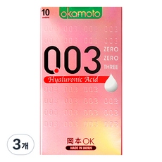 오카모토 003 히알루론산 슬림 일반형 콘돔, 10개입, 3개