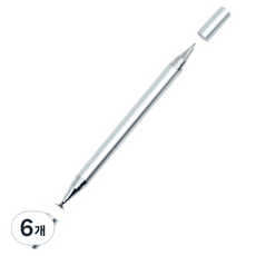 투 포인트 초미세 정전식 터치펜, 6개, 실버