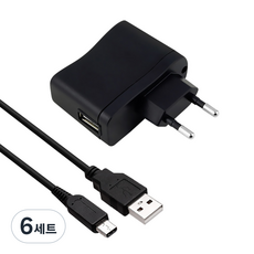 서가 닌텐도 분리형 충전기 +3DS / DSi 케이블, 블랙, 6세트