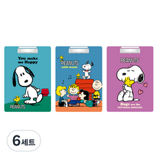 피너츠 스누피 클립보드 3종, 랜덤 발송, 6세트 랜덤 발송, 6세트