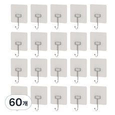하비티 무타공 부착형 후크, 혼합색상, 60개