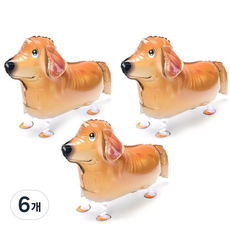 動物鋁箔氣球 散步黃金獵犬, 混合顏色, 6個