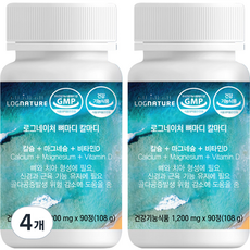 LOGNATURE 鈣鎂&維他命D補充錠 108g, 90顆, 4個