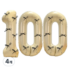 문구담 생일 기념일 이벤트 장식 대형 숫자풍선 100, 크림, 4개