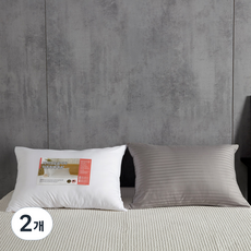 KIT 超細纖維羽絨枕芯 + 60支紗純棉皇家緞面緹花枕頭套, 灰色