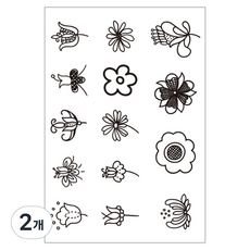 gelluna 半永久手指小型字母花朵圖案插畫Henna紋身貼紙, T-226, 2個