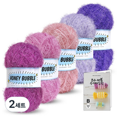 Knitt 蜂蜜泡泡菜瓜布毛線 90g x 5p + 9種菜瓜布圖案組, 07 紫色 B系列, 2套