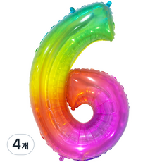 joyparty 大型生日數字氣球 6, 彩虹, 4個