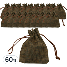 彩色麻布包裝袋 大, 深棕色, 60個