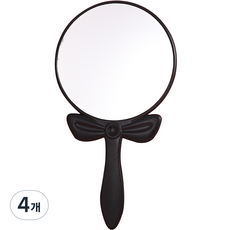 Double J 便攜式蝴蝶結圓形手拿鏡, 黑色, 4個