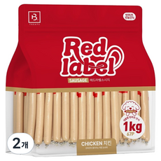 브리더랩 강아지 레드라벨 소시지 치킨 간식, 닭고기맛, 1kg, 2개