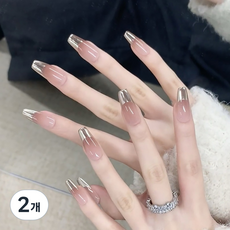 Dotif 女性銀色法式亮點美甲片, 2個, 裸粉色