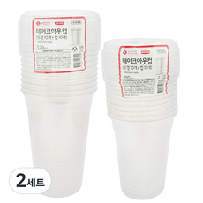 Lotte Life 外賣杯 350ml x 10p + 蓋子 10p + 520ml x 10p + 蓋子 10p, 2組