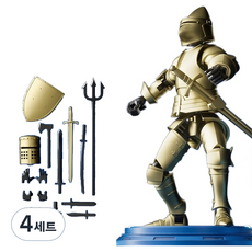 Keublanc 中世紀騎士球形關節可動公仔 中世紀系列 2個磁鐵可用於金色腳底或背部 套組 13 x 16 cm, 4套