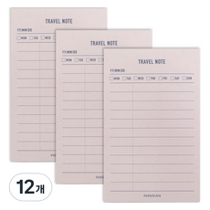 페이퍼리안 메이크어메모 메모패드, 여행기록, 80매, 12개