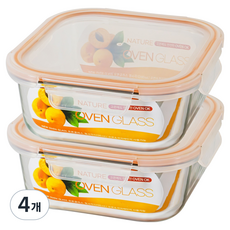 Balunfini 耐熱強化玻璃正方形密封容器, 4個, 180ml
