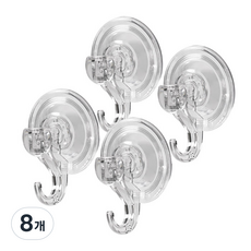 마켓플랜 라운드 강력 흡착 투명 후크, 8개