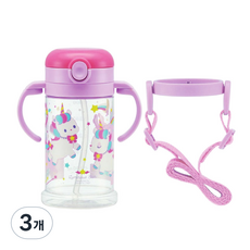 스케이터 양손 원터치 빨대 물통 KSHW2N, 유니콘, 3개, 370ml