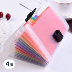 오피스코어 영수증 통장 정리 12포켓 레인보우 아코디언 파일 슬림 타입, 혼합색상, 4개