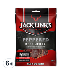 잭링크스 비프 져키 페퍼드 육포, 100g, 6개