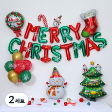 피앤비유니티 크리스마스 자모 + 눈사람 + 트리 풍선 + 스탠드 세트, 2세트, 20