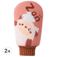 Sonio 泡泡洗滌可愛沐浴手套, 2個, 1入, 02 粉紅色