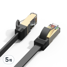 누아트 CAT7 랜선 칼국수형 초고속 랜케이블, 블랙, 5개, 5m
