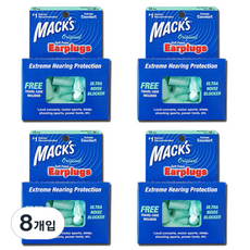 Macks 수면 귀마개 오리지널 + 여행용케이스, 8개, 20개입