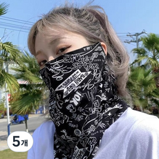 쿠쏘 멋스러운 자외선 차단 마스크, 낙서 블랙, 5개
