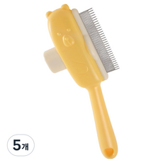 둥둥펫 반려동물 저자극 원터치 베어 브러쉬, 옐로우, 5개