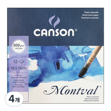 CANSON Montval 單面裝訂專家用素描本, 19 x 19 cm, 12張, 4個