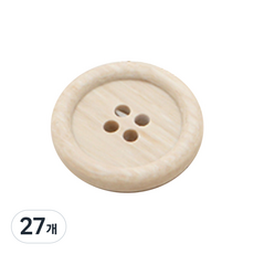 HAPPY BEARS 木製鈕扣 23 mm, 米色, 27個