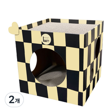 로위드 고양이 체커보드 스크래쳐 2단박스 숨숨집, 혼합색상, 2개