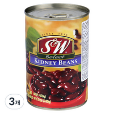 에스앤더블유 키드니빈스 통조림, 400g, 3개