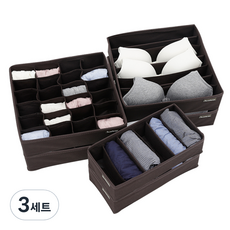 house recipe. 不織布內衣收納盒 3種組, 棕色, 3套