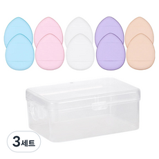 아이코어스 메이크업 미니 손가락 퍼프 10p + 보관케이스 세트, 3세트, 혼합색상(퍼프)